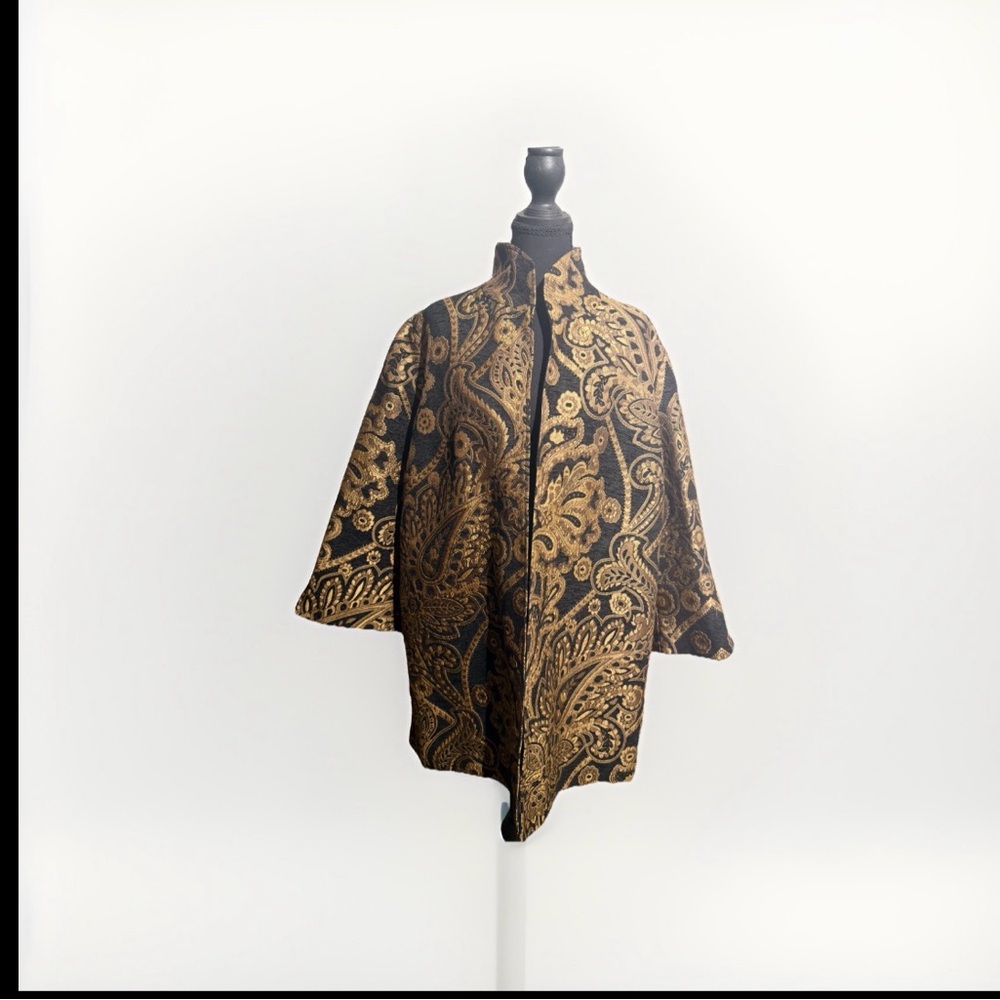 Chico’s Travelers Jacquard Embroidered Paisley Jacket NWT
